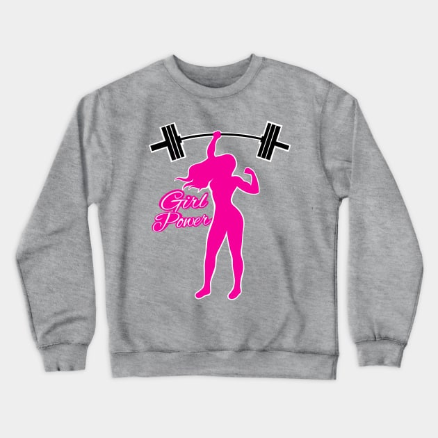 Barbell girl, gym girl, fitness women Crewneck Sweatshirt by TimAddisonArt